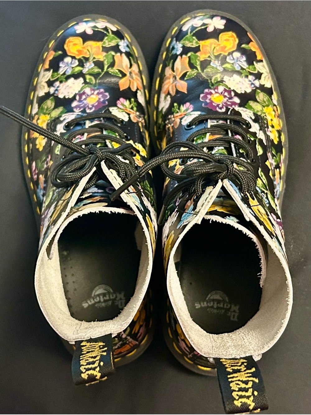 Dr. Martens Black Floral Lace-Up Boot, 9 - Picture 8 of 11